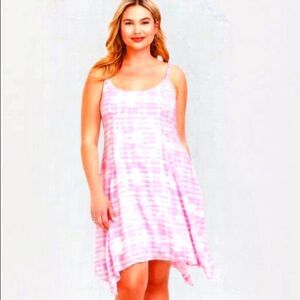 NWOT TORRID PLUS SIZE Pink Tie Dye Challis Strappy Handkerchief Summer dress.